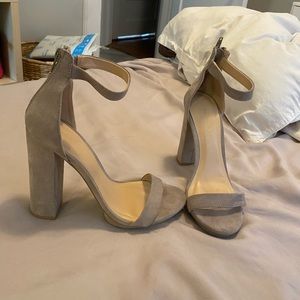 Gray suede heels